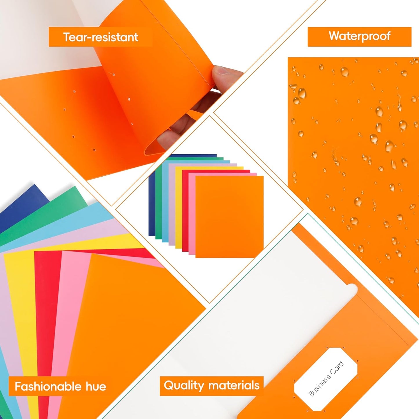 50 Pack Folders with Pockets, Pocket Folders Fit Letter Size Paper, with Business Card Slot, 2-Pocket Folder for School Office Home Business