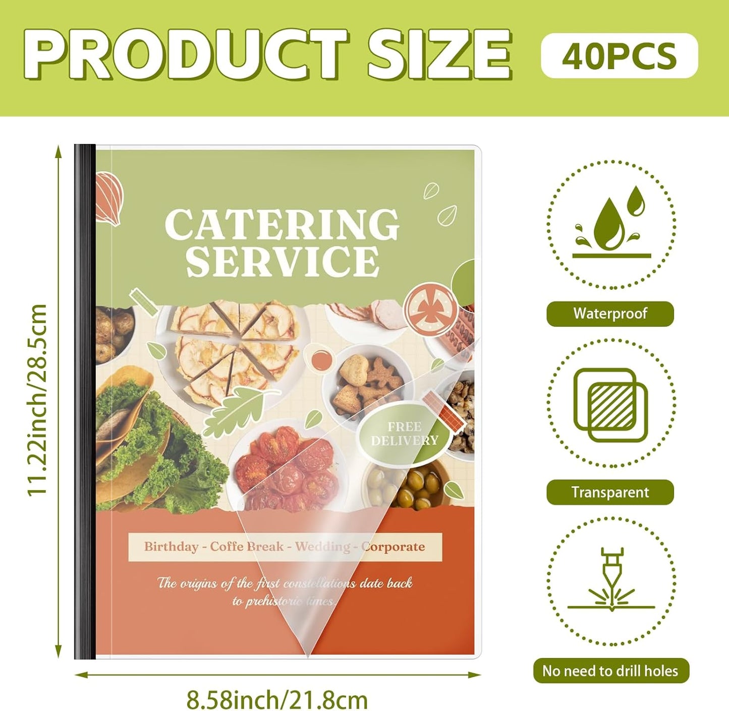 40 Pack Report Covers with Sliding Bars for Letter Size Paper, 8.5x11 Inch Clear Report Covers Presentation Folders File Document Resumes Binder for Home School Office, 70 Sheet Capacity