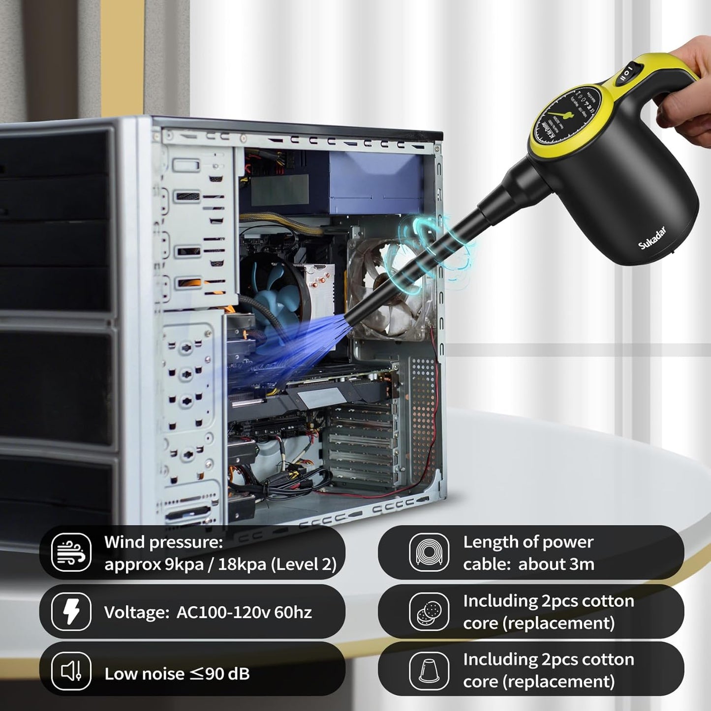 Compressed Air Duster for Electronics, Canned Air Electric for PC, Laptop, Console, Electronics and Home Cleaning, Replaces Compressed Air Cans.