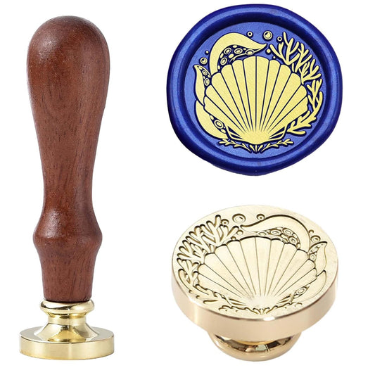 Sea Shell Wax Seal Stamp - Octopus Tentacle Brass Sealing Wax Stamp 1.18 Inch/30mm Marine Animals Wax Seal Head for Envelopes Letters Handicraft DIY and Creative Gifts