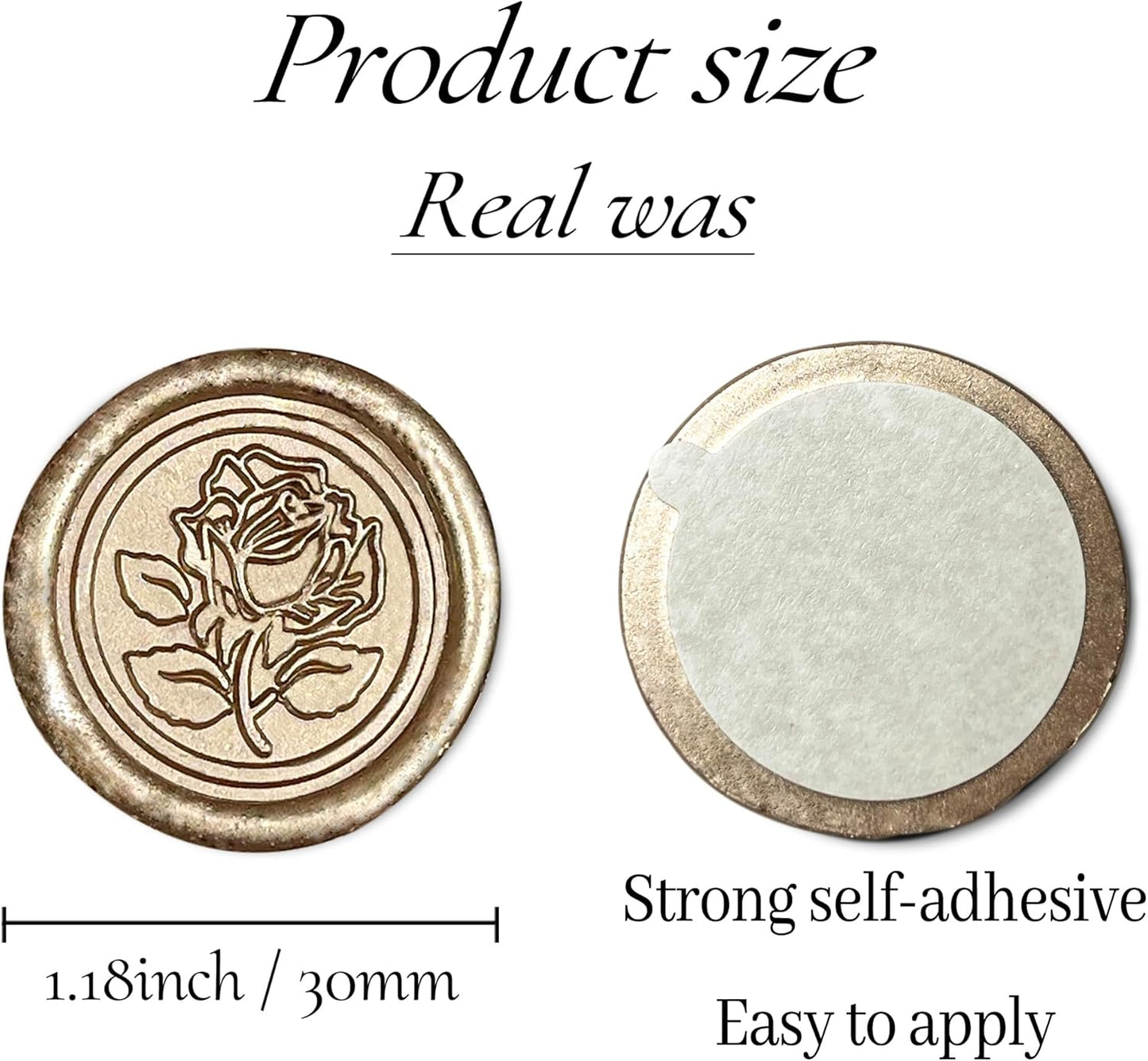 25Pcs Wax Seal Stickers Handmade Envelope Seals Self Adhesive Wax Stickers for Wedding Party Invitations, Envelope, Gift Wrap, Christmas(Rose Style, Champagne Gold)