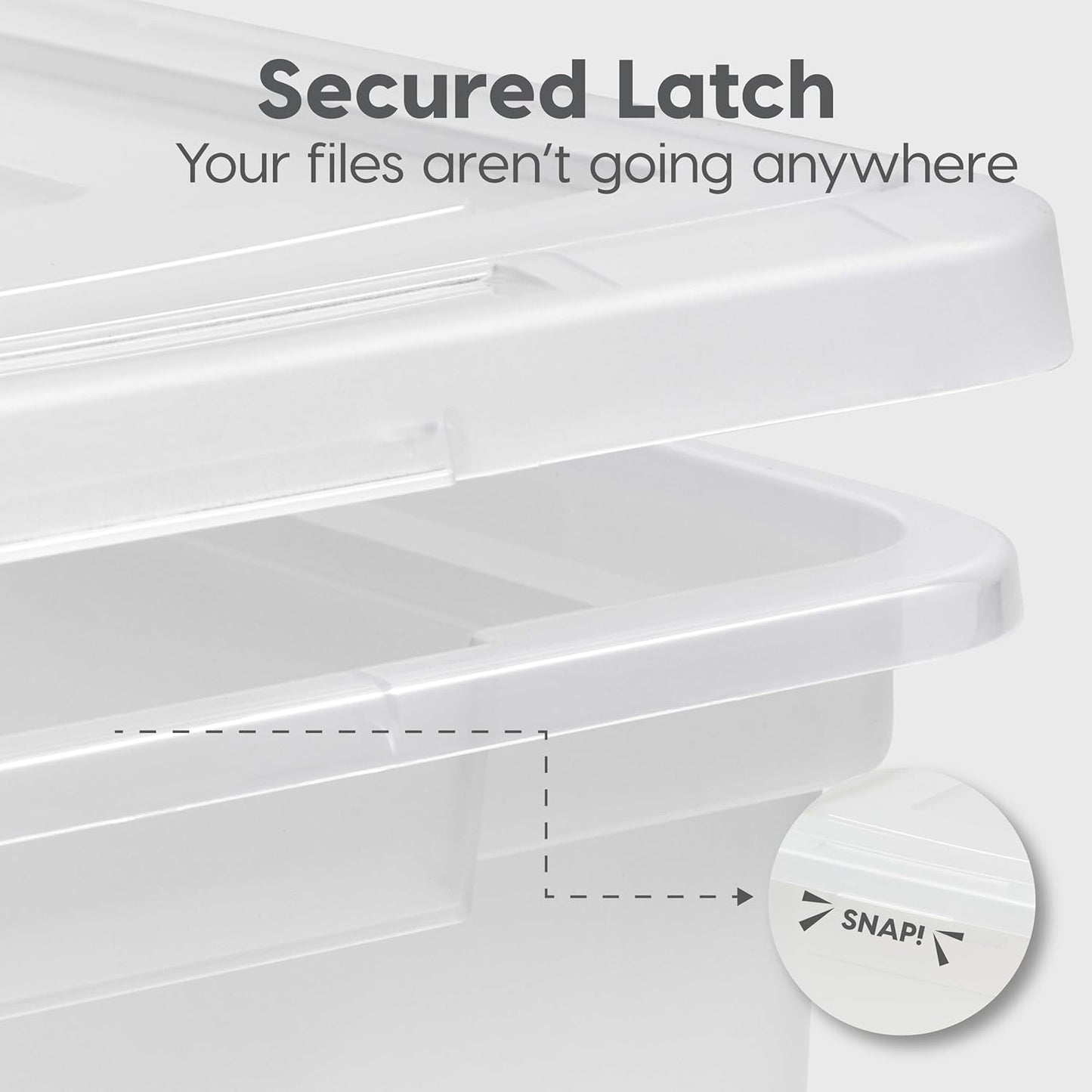 IRIS USA File Box, Plastic File Organizer with Lids for Letter/Legal File, Portable Document Box For Moving, Storage Bin with Durable and Secure Lid, Stackable Nestable BPA-Free, Black 35 Qt. 4 Pack