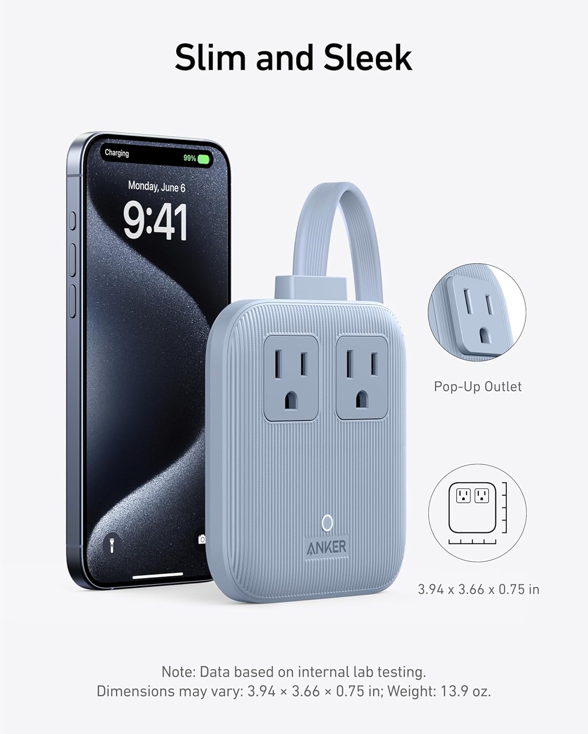 Anker Nano Charging Station(67W Max), 6-in-1 Power Strip for iPhone 16/15, MacBook, with Flat Plug and 5ft Thin Undetachable Extension Cord,2 AC&2 USB A&2 USB-C, for Home&Office
