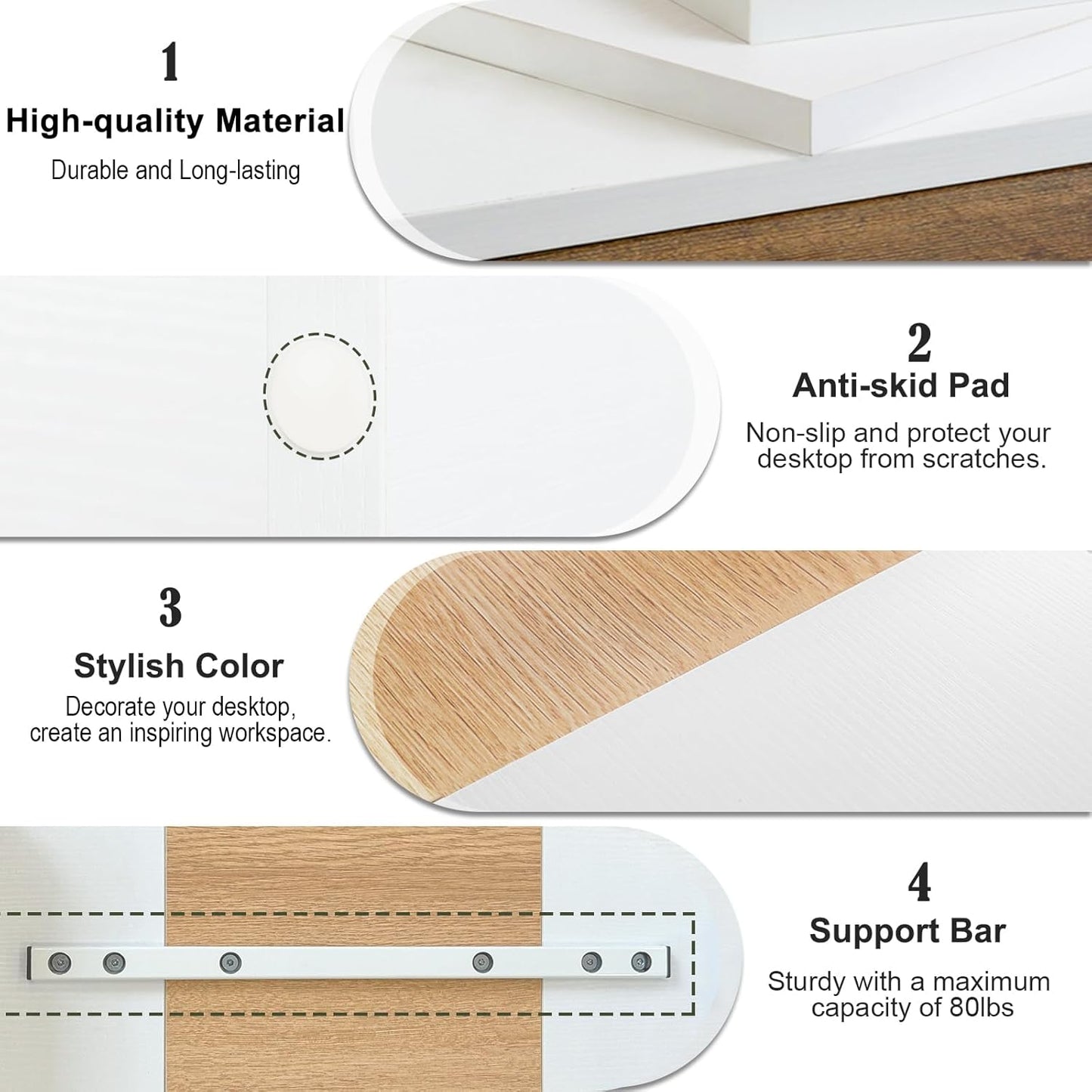 TEAMIX 2 Tiers Desktop Monitor Stand Riser 20 Inch Printer Stand with Storage Small TV Riser Laptop Wooden Desk Organizer Shelf Bookshelf Maple (White+Maple, 2 Tiers)