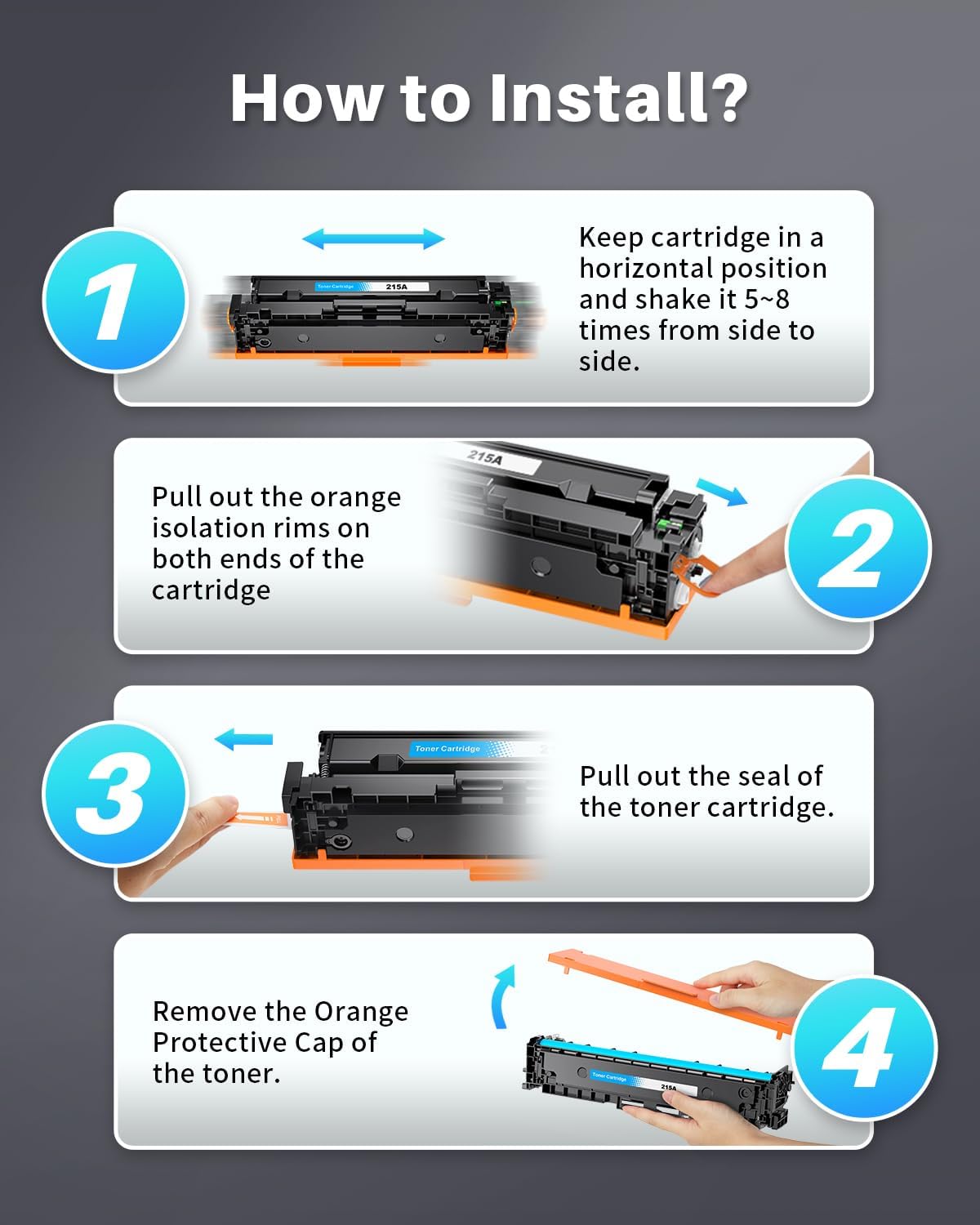 215A Toner Cartridges 4 Pack Replacement for HP 215A W2310A Toner Cartridges hp215a to Work with HP Color Laserjet Pro MFP M183fw M182nw M183fdw M155dw M155nw Printer (Black/Cyan/Magenta/Yellow)