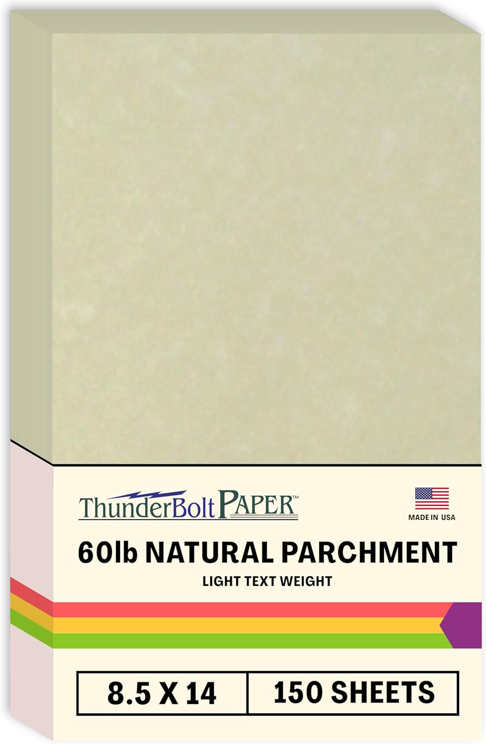 150 Natural Parchment 60# Text (=24# Bond) Paper Sheets - 8.5 X 14 inches Legal Size - 60 Pound is Not Card Weight - Vintage Colored Old Parchment Semblance