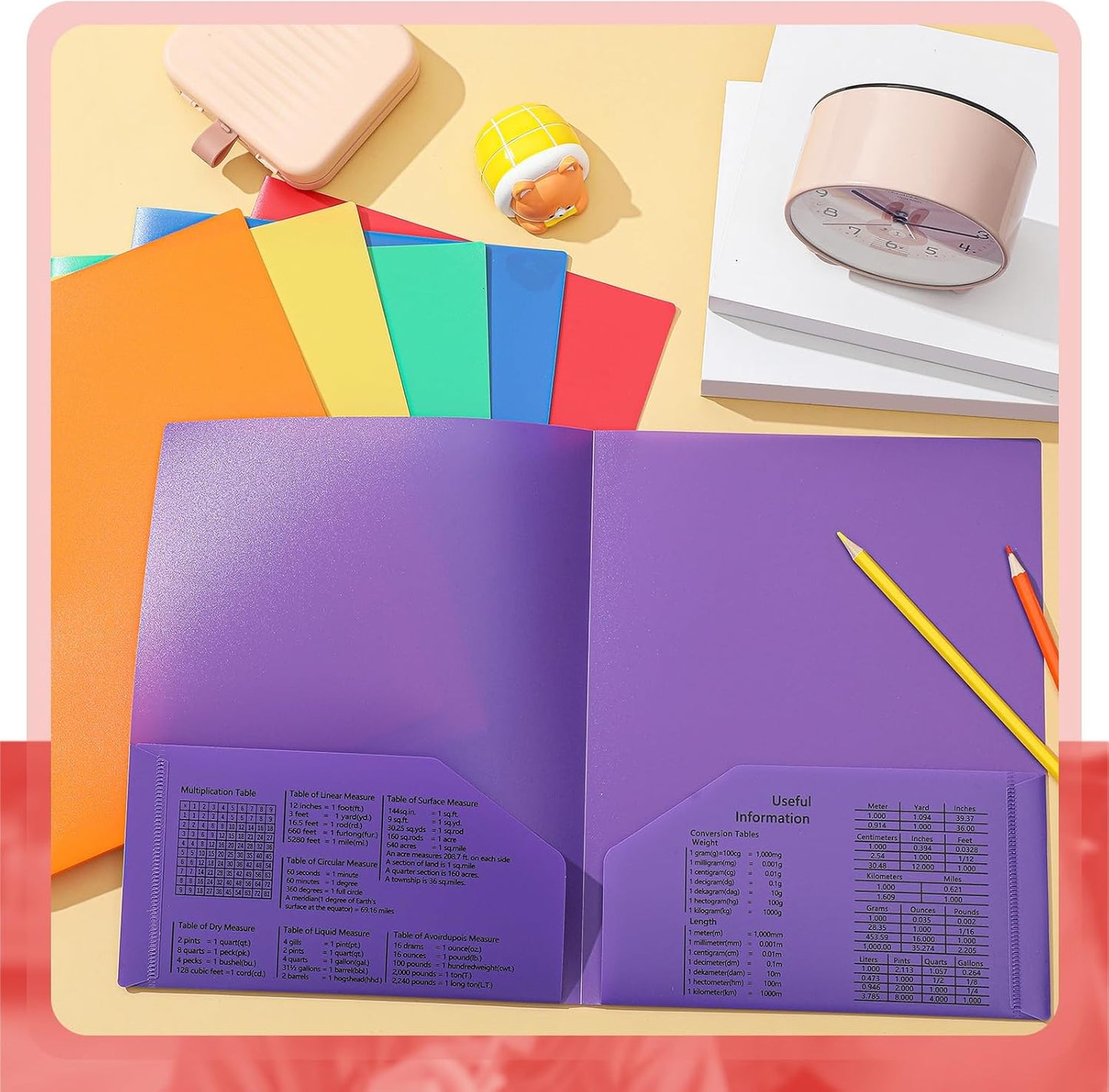 Gueevin 12 Pcs Plastic Folders with Pockets, Back to School Two Pocket Folder Fit Letter Size, Heavy Duty School Business Card Holder for Home Office, 11. 61 x 9. 45 Inches (Colorful)