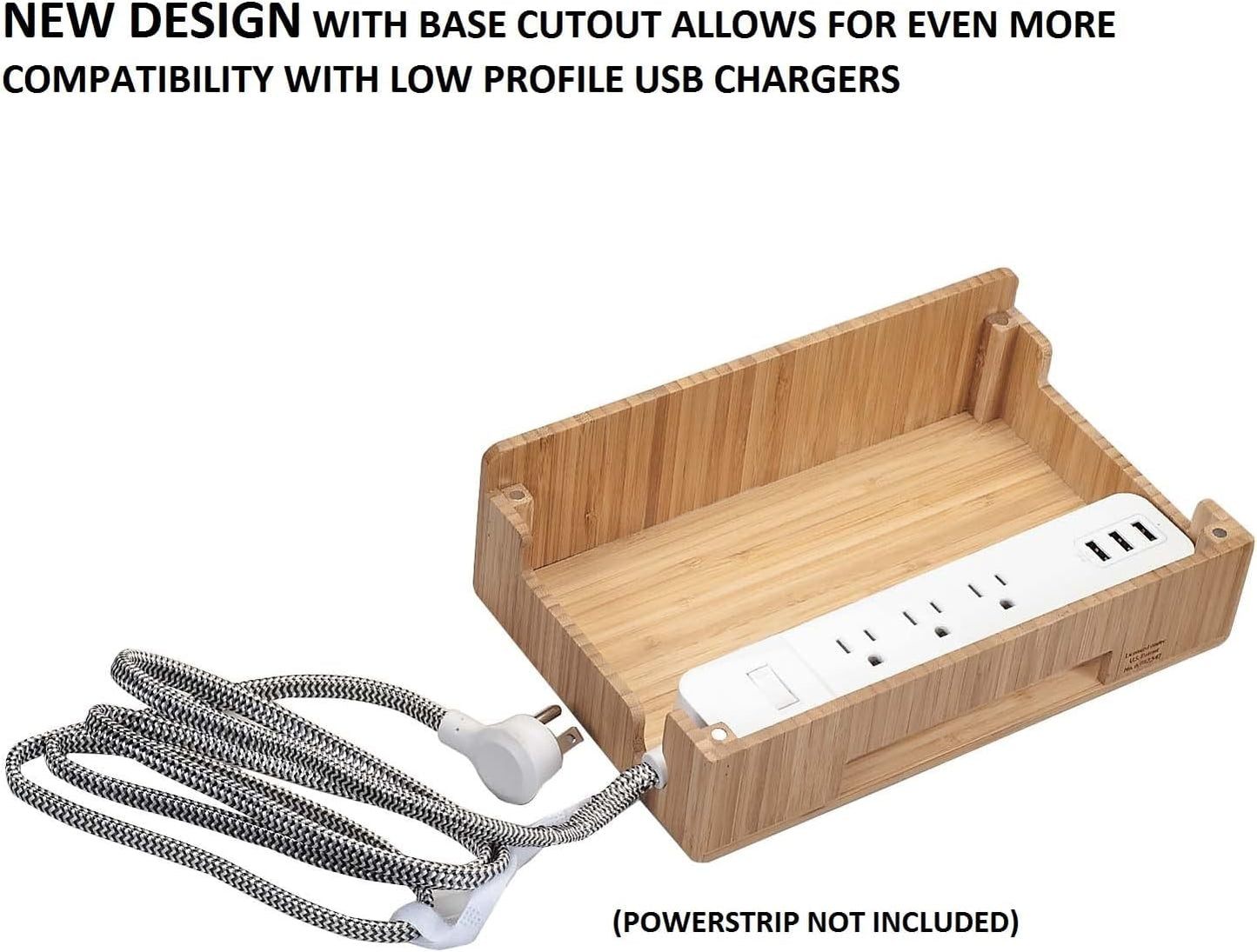 MobileVision Bamboo Charging Station & Multi Device Organizer Slim Version for Smartphones, Tablets, and Laptops
