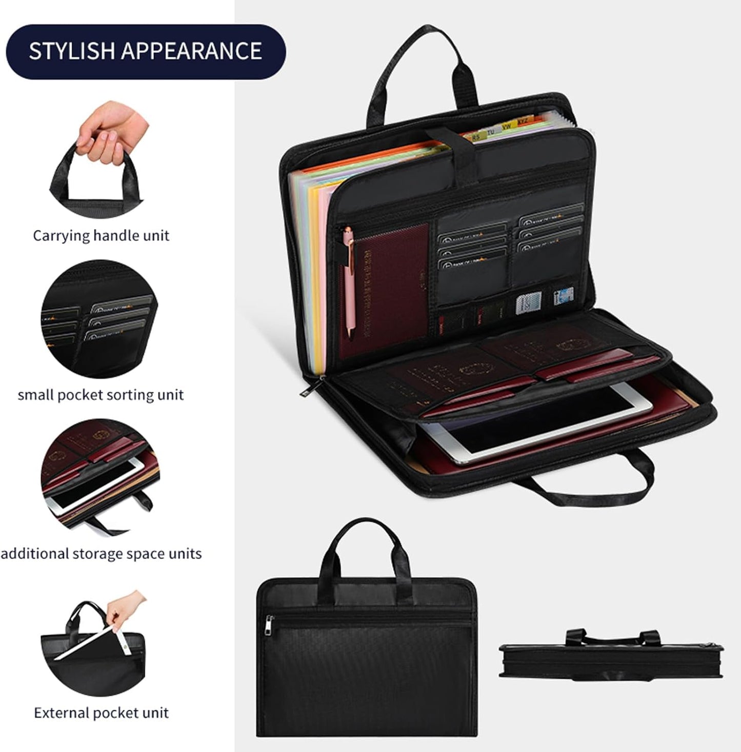 Accordion File Organizer Fireproof Expanding Folder - 13 Pockets, Letter A4 Size, Index Tabs,Organize Bills, Receipts & Important Documents Easily,Home Office & School