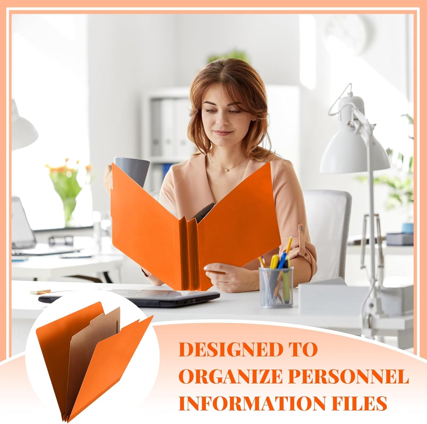 60 Pcs Classification Folders Letter Size, 1 Divider Pressboard File Folder with Fasteners, Expanding File Organizer Bulk for Teachers, Clergy, Office, Church, Christmas Donations (Orange)