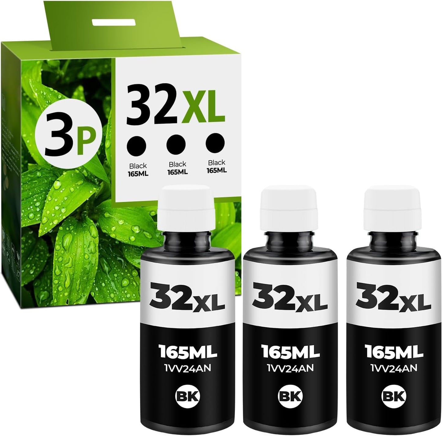 32XL Black Ink Bottle Set, Smart Tank 7602 5101 651 6001 5000 Ink Refill Compatible with HP 32XL Black Ink Bottle Set for Smart Tank 5101 7602 651 5000 5103 6001 7301 7302 7001 5102 7006 7002 Printer