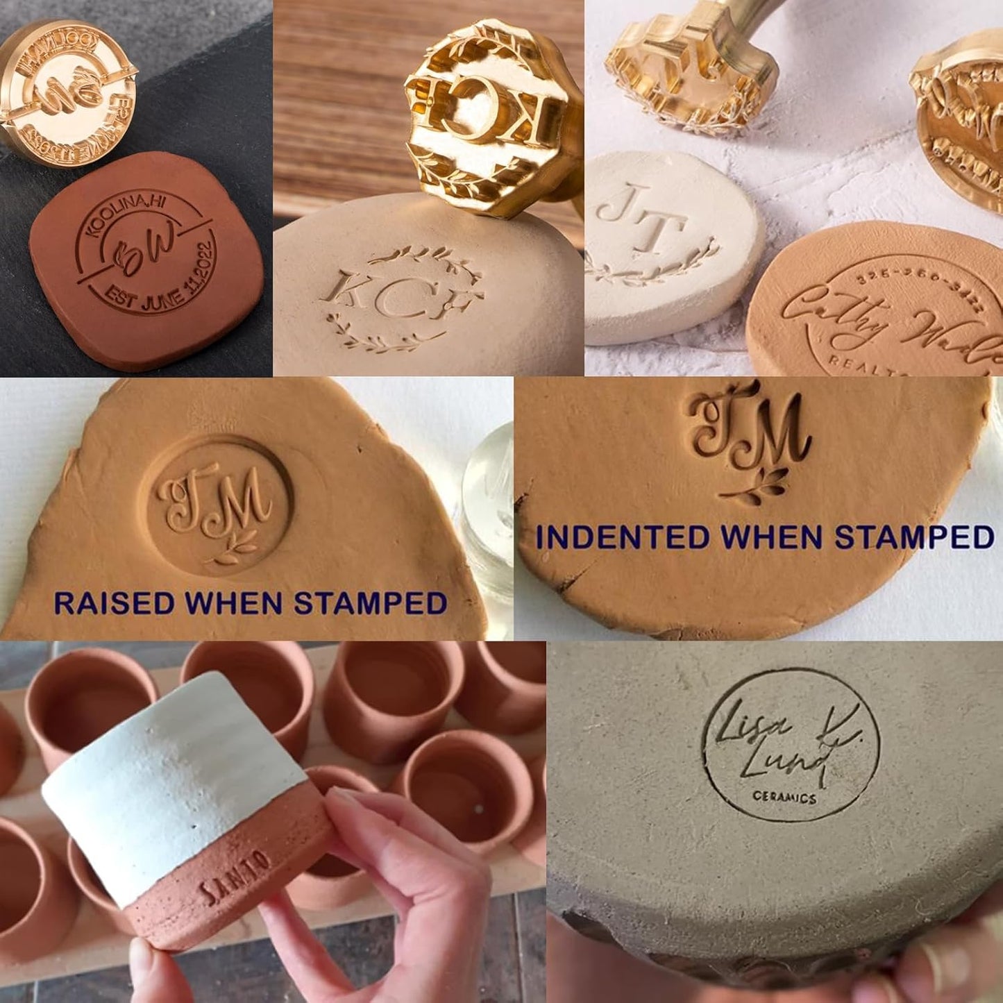 Custom Pottery Stamps for Clay Personalized Pottery Tool Kit Stamp with Own Design Signature Letters Gift for Potters DIY Lovers-1"