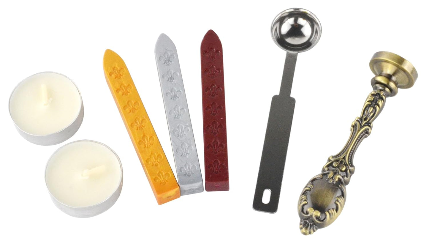 Samyo Creative Romantic Stamp Maker Classic Old-Fashioned Style Brass Color Wax Seal Sealing Stamp Vintage Antique Alphabet Initial Letter Set - (Letter E)