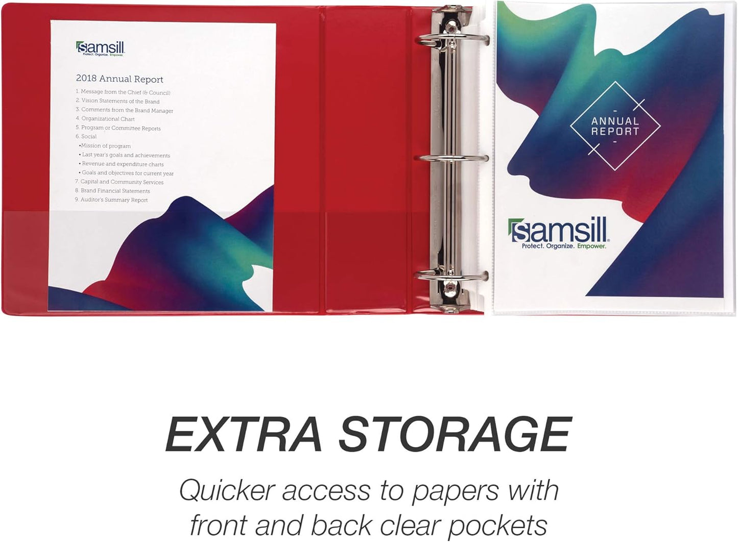 Samsill 3 Inch 3 Ring Binder, Made in USA, Economy Round Ring, Clear View Cover, 550 Sheet Capacity - for School, Home, Office - Ruby Red