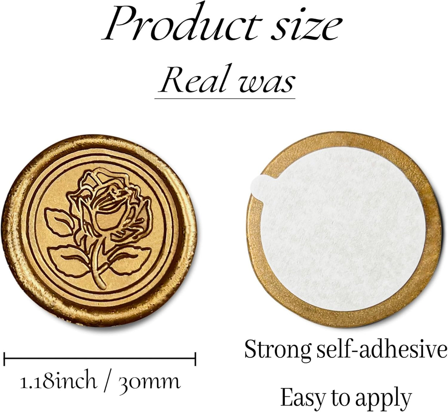 50Pcs Wax Seal Stickers Handmade Envelope Seals Self Adhesive Wax Stickers for Wedding Party Invitations, Envelope, Gift Wrap, Christmas(Rose Style, Bronze)