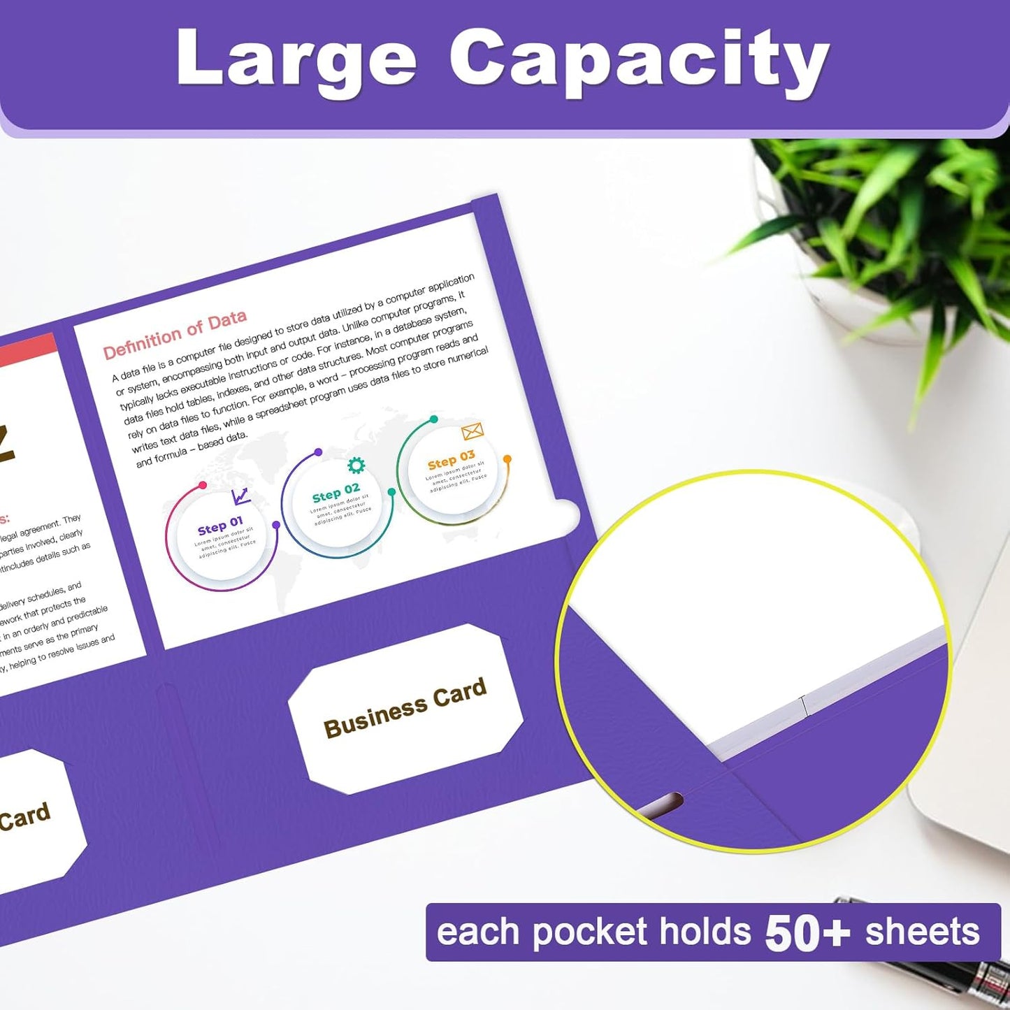 Folders with Pockets, LAYZZ 30 Pack Paper Pocket Folders, 2 Pocket Folders Fits Letter Size Paper, for School Office and Home (Purple)