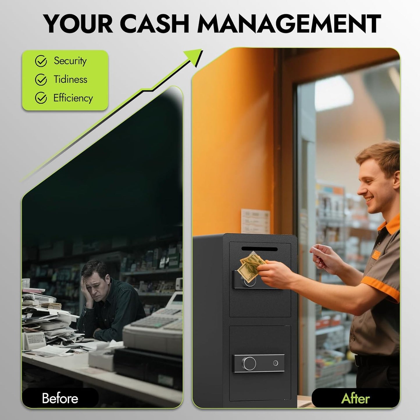 Heavy Duty Dual Door Safe Box, Extra Large Waterproof with Hidden Lock Box, Removable Shelves & Free Fireproof Bag for Home, Office, Jewelry, Documents (7.0 Cuft Double Door Safe)