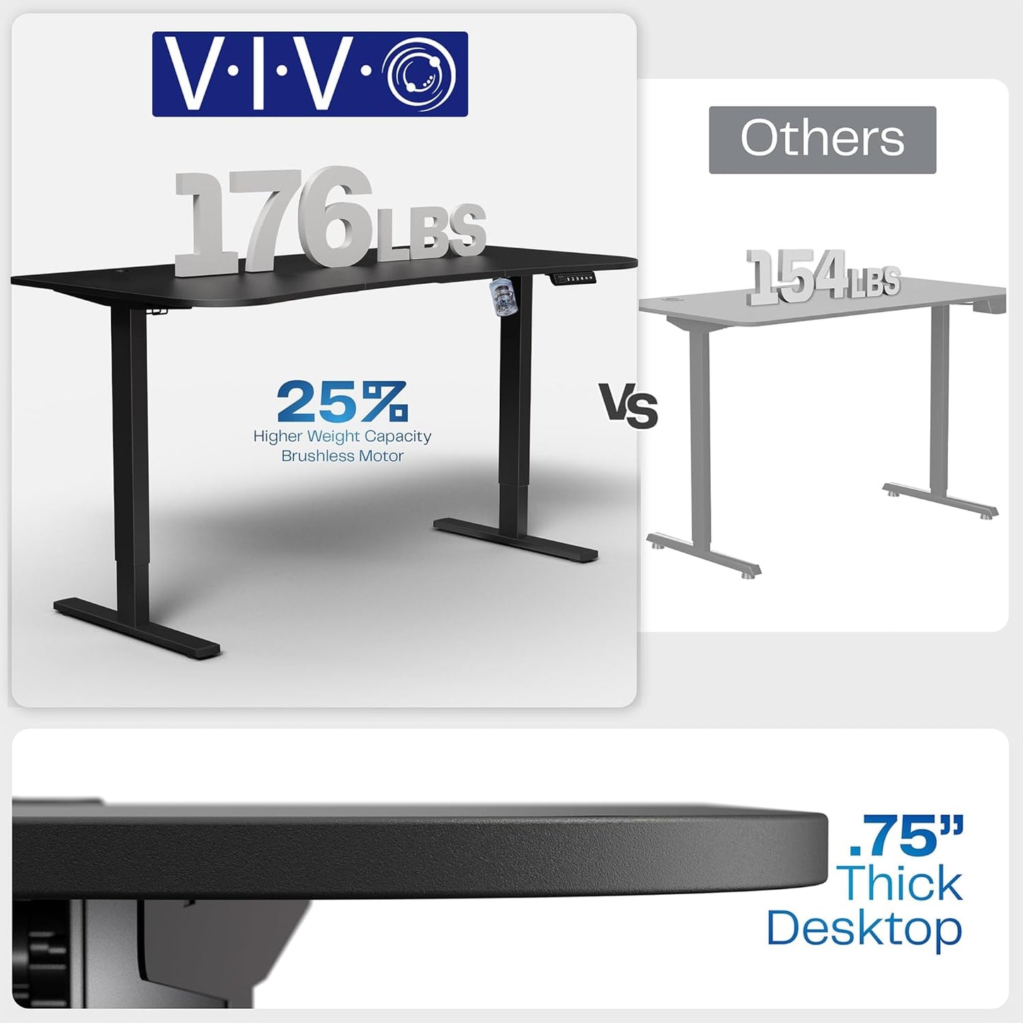 VIVO Electric 63 x 32 in Standing Desk, Memory Height Adjustment, 1B Series, Dark Gray Top Black Frame, DESK-KIT-1B1G