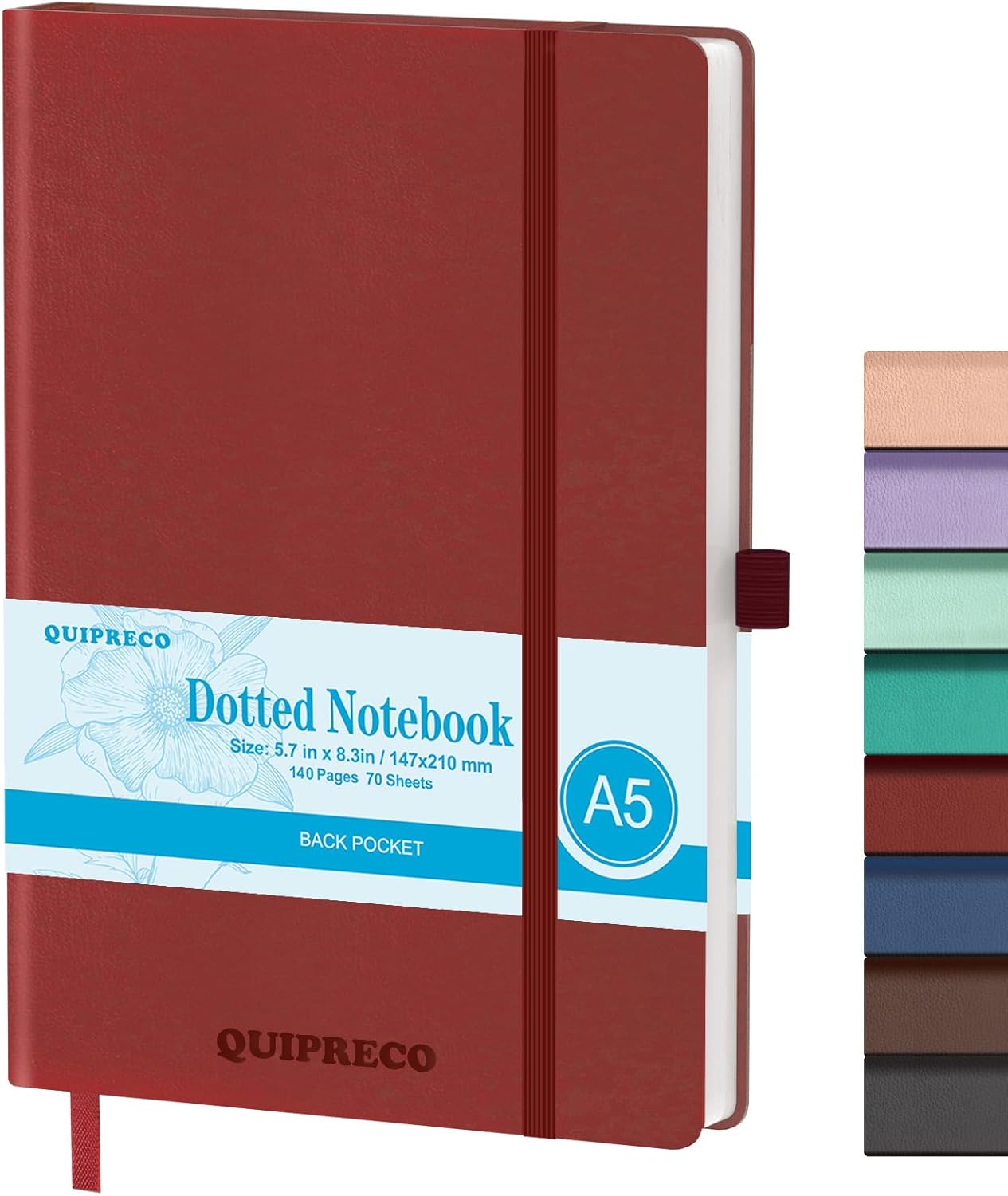 Hardcover Lined Bullet Dotted Journal Notebook, A5 140 192 Pages 100 120Gsm Paper College ruled for School,Work,Travel,and Daily Planning，5.7''*8.3'' (1, Burgundy, A5 Dotted)