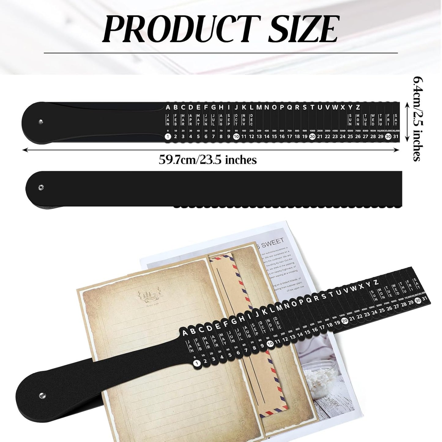 PerKoop Plastic All Purpose Document Sorter Alphabetical File Organizer Compact Upright Space Saving Paper Organizer for File Office, Black, 2.52 x 23.5 inches(1 Set)