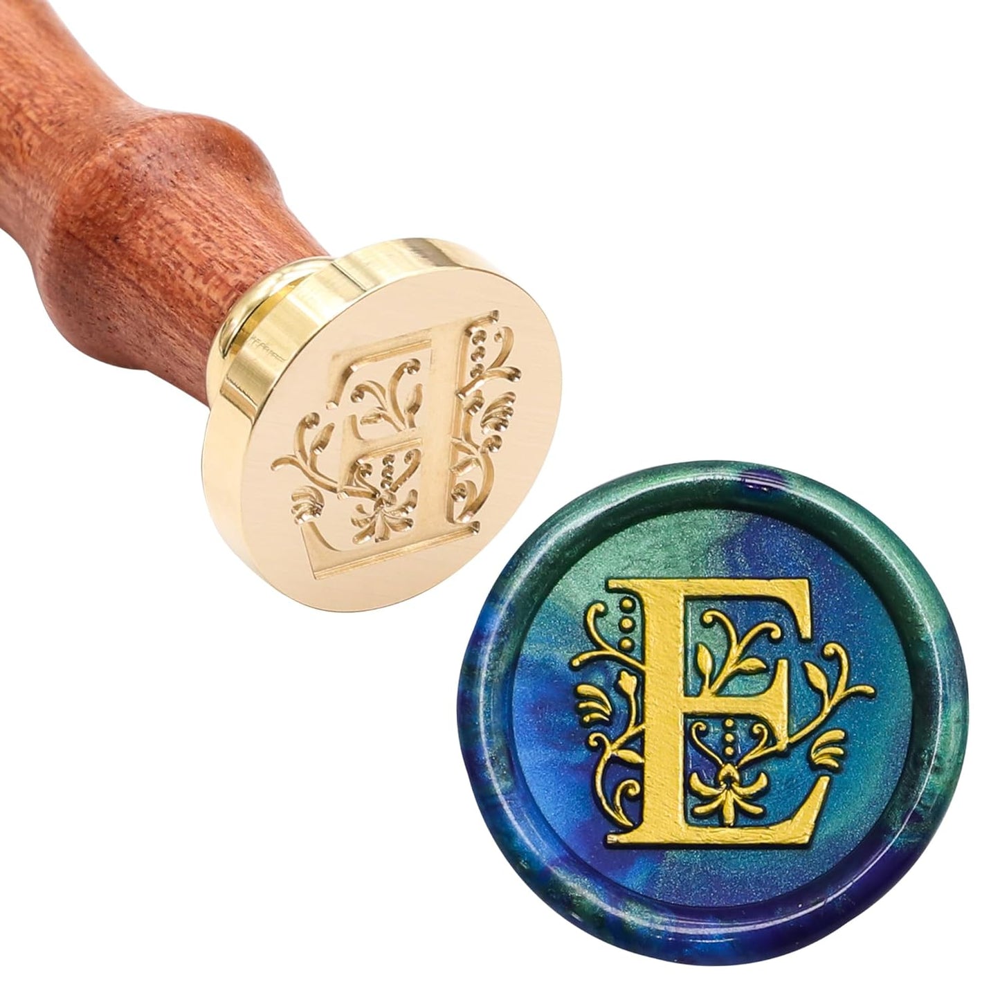 SWANGSA Initial Alphabet E Wax Seal Stamp Kit, Classic Retro Letter Sealing Stamp with 200pcs Sealing Wax Beads Kit for Wedding Invitations Cards Envelopes (E)