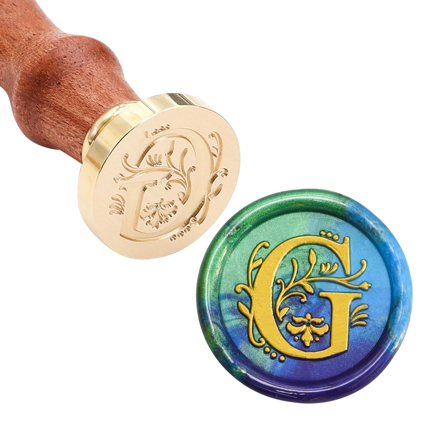 SWANGSA Initial Alphabet G Wax Seal Stamp Kit, Classic Retro Letter Sealing Stamp with 200pcs Sealing Wax Beads Kit for Wedding Invitations Cards Envelopes (G)