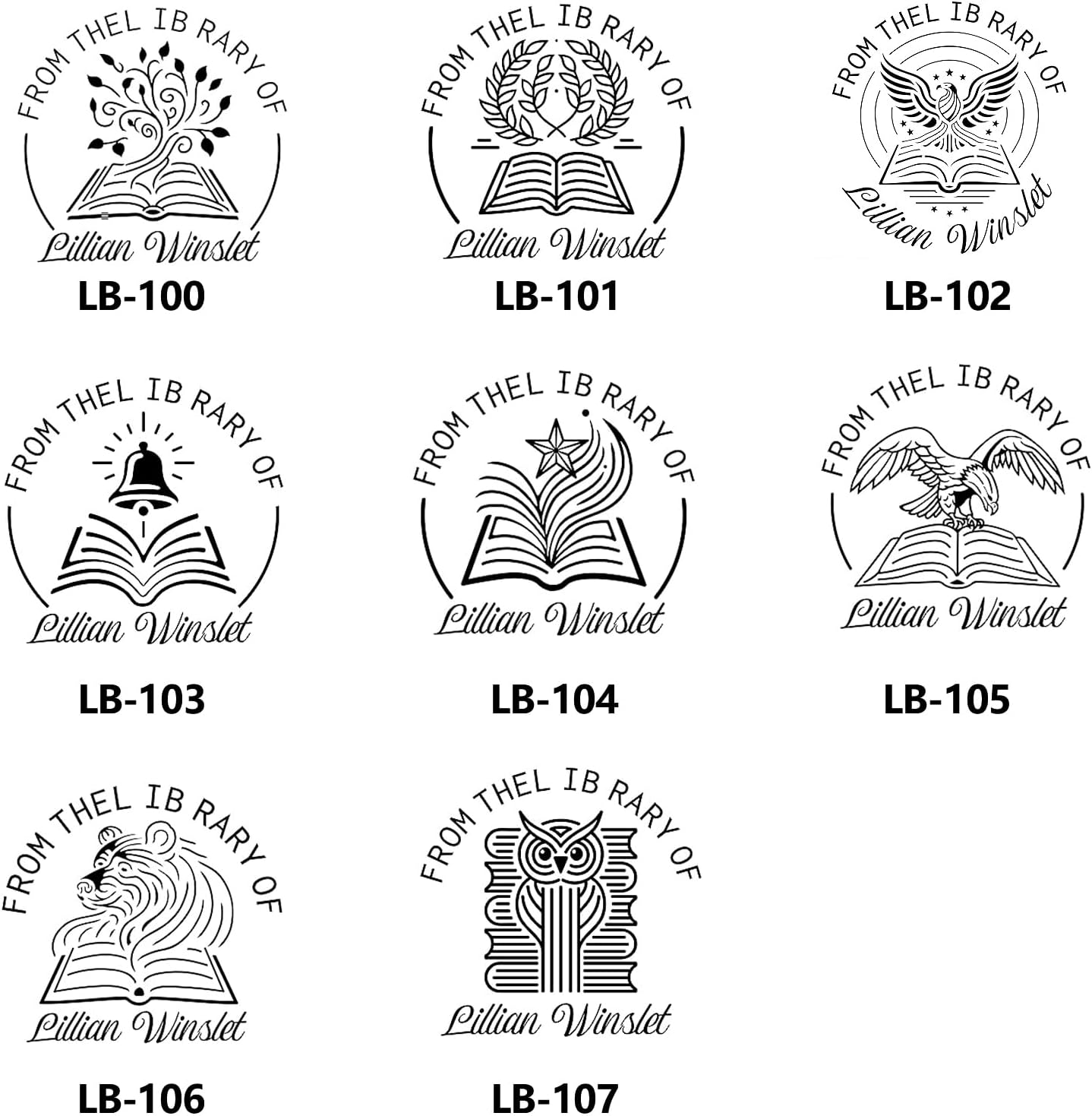 Custom Book Embosser | Book Stamp Personalized | Custom Self Ink Rubber Stamp | from The Library of | Initials Book Embosser (Flowers 3)