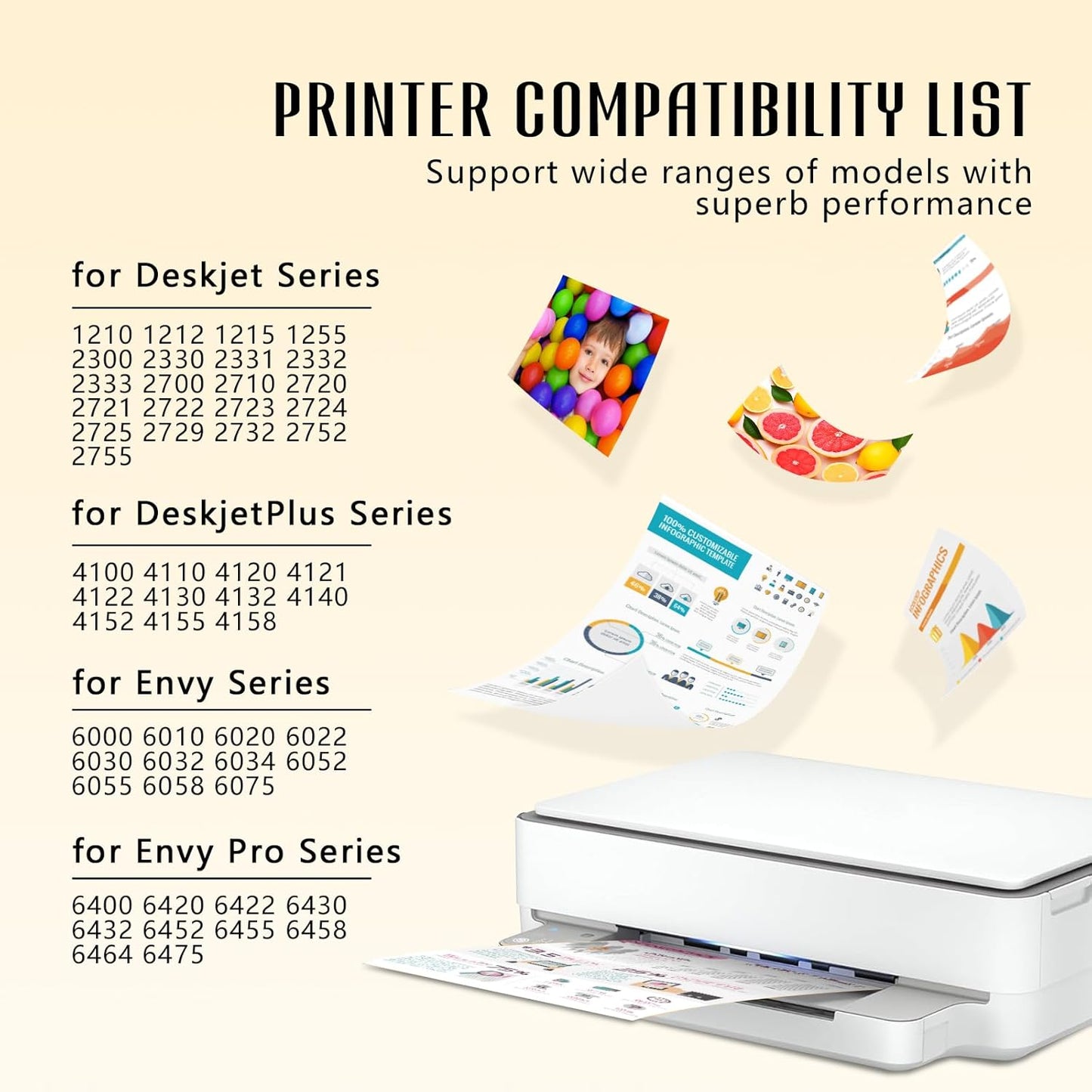 Printer Ink 67XL 67 2755e 4155e Ink Cartridges for HP Ink 67 Ink Cartridges Black/Color Combo Pack for Envy 6400 6000 6055e Pro 6455e for DeskJet 2700 2755 2725 2755e 2752 2855e 4255e 4155e Plus 4100