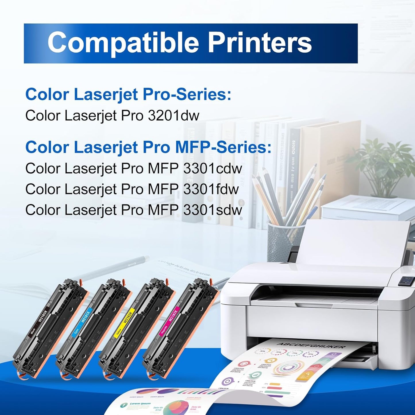 InkNI 218X Toner Cartridges 4 Pack High Yield (No Chip) Replacement for HP 218X W2180X for HP 218A for HP Color Laserjet Pro MFP 3301FDW 3201DW 3301SDW 3301CDW Printer Ink W2180A (4 Pack, B/C/Y/M)