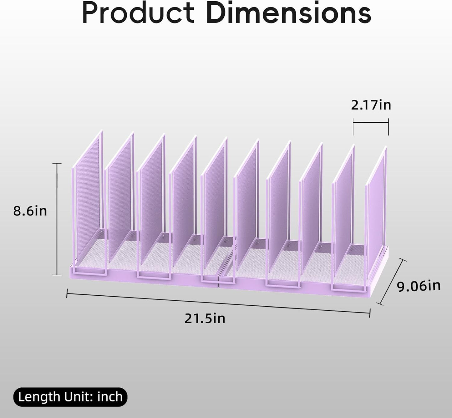 9-Section Desk File Organizer, Vertical File Holder, Mesh Desktop File Folder Metal File Organizer Stand for Office Home Classroom, Purple