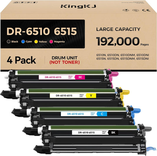 6510 6515 Drum Unit (Not Toner) 4-Pack Replacement for Xerox 106R03480 106R03477 106R03478 106R03479 Image-Drum Compatible with Xero Phaser 6510 WorkCentre 6515 Laser Printer Black Cyan Magenta Yellow