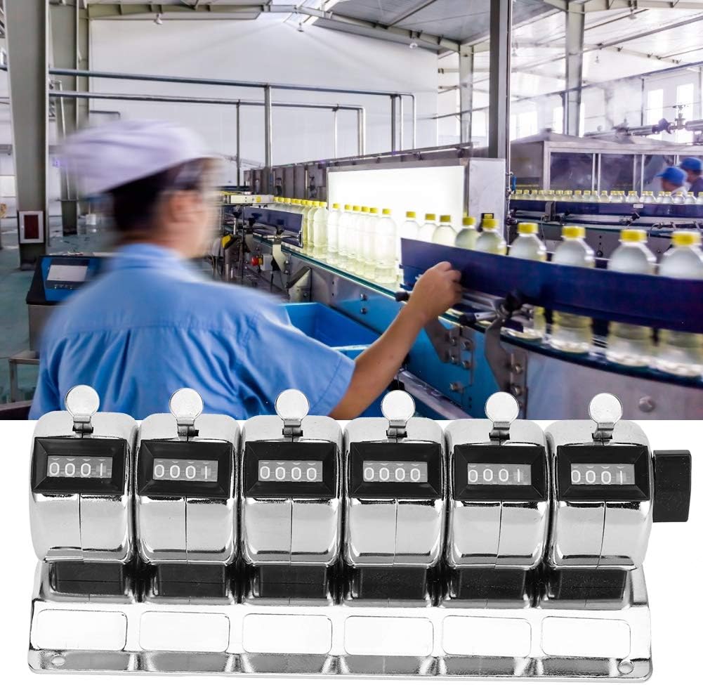 0 to 9999 Manual Tally Counter Metal Mechanical Counter 4Digit Conjoined 6 Units Pitch Click Counter