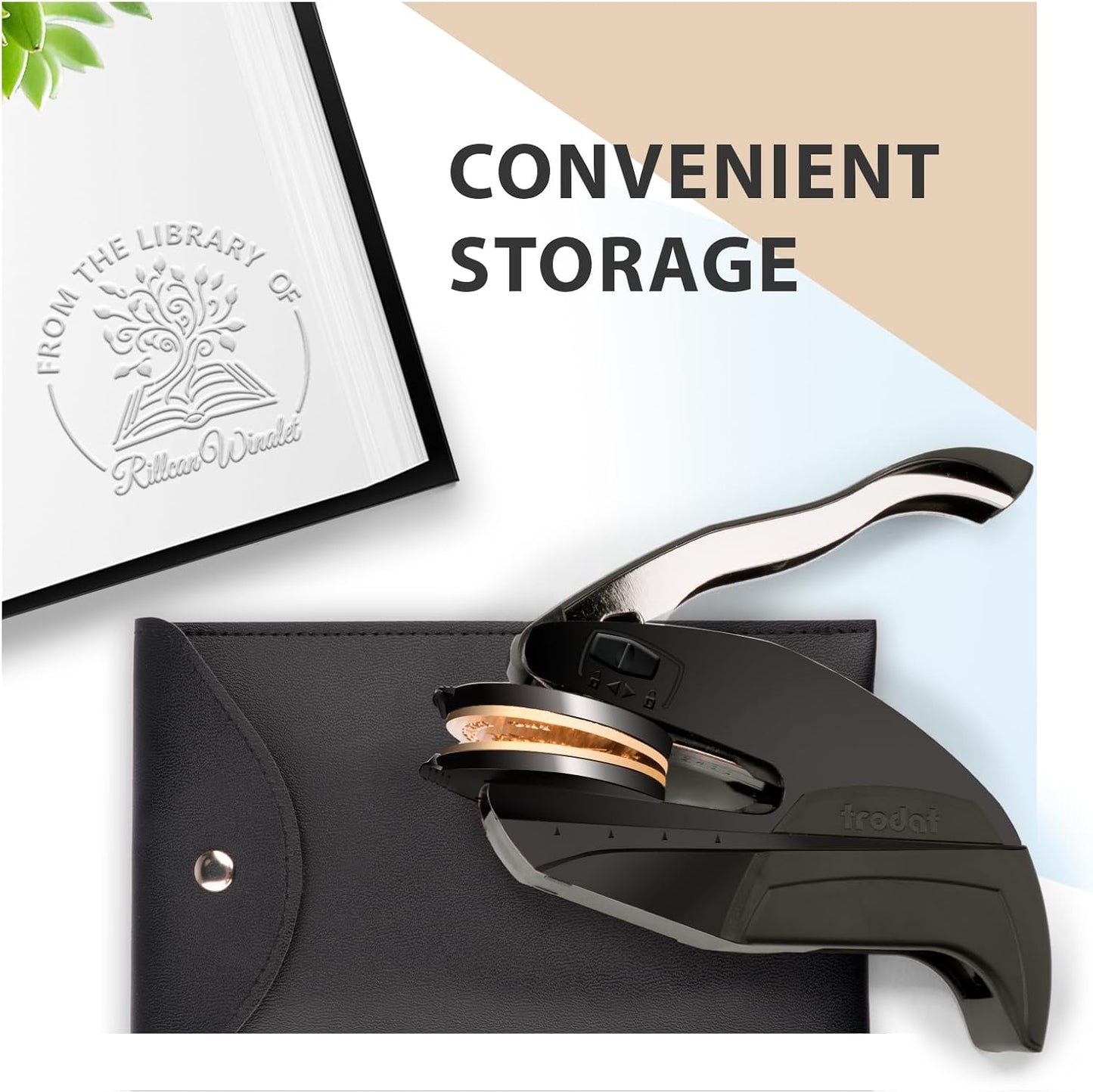 Custom Book Embosser | Book Stamp Personalized | Custom Self Ink Rubber Stamp | from The Library of | Initials Book Embosser (Flowers 3)