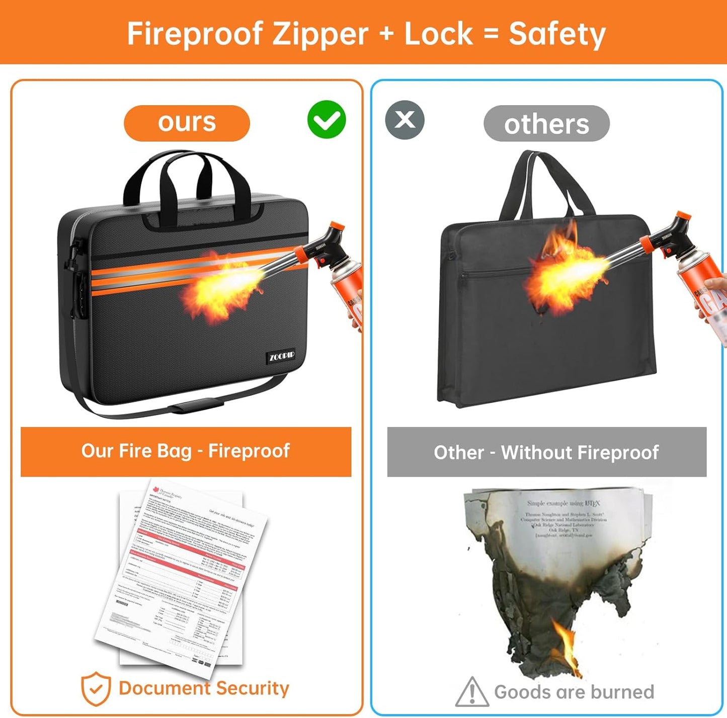 Accordion File Organizer with Lock,Fireproof Document Organizer Bag with Shoulder Strap,Large 13 Pocket Expanding File Folder,Portable Safe Storage for Letter/Legal Files,Books, Laptop-Black