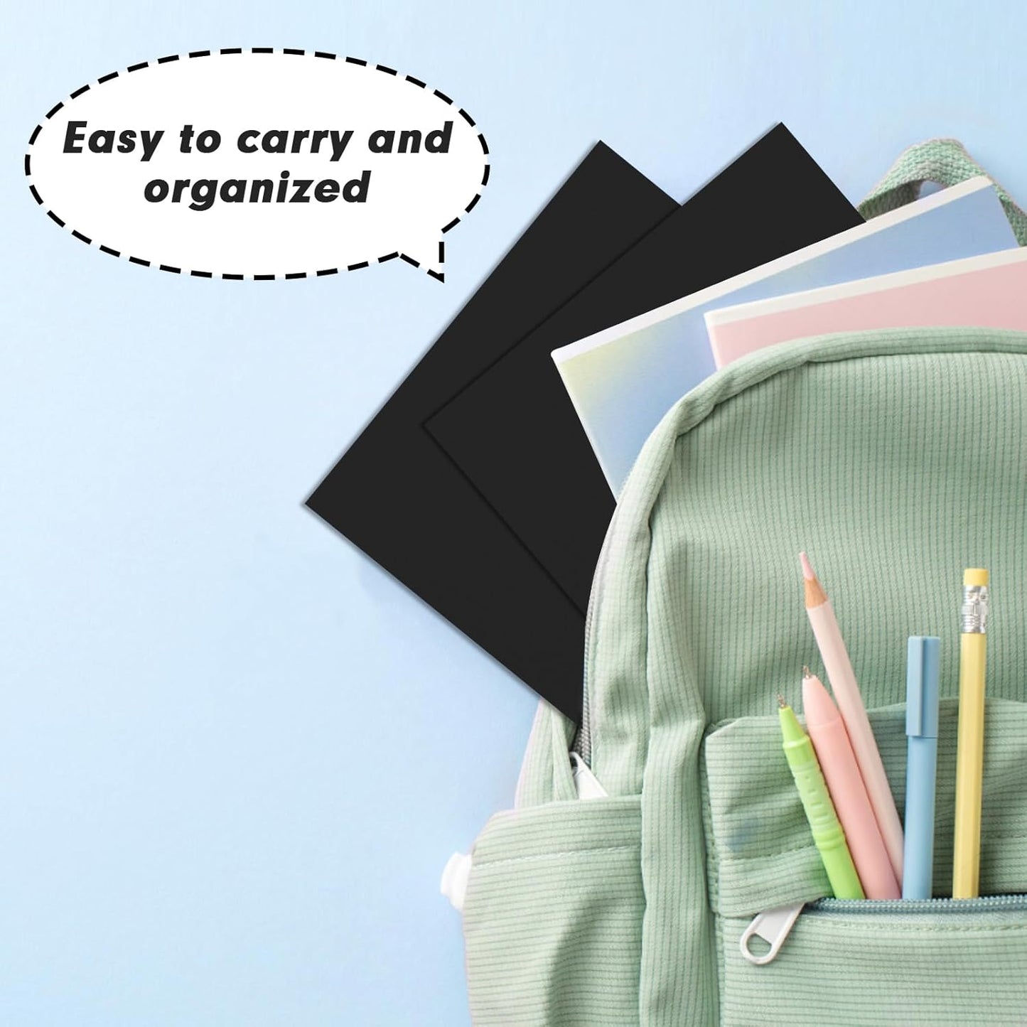 Two Pocket Folders, RAZCC 50 Pack 2 Pocket Folders Fit Letter Size Paper, Paper Folders with Pockets for School Office Business Home, Black