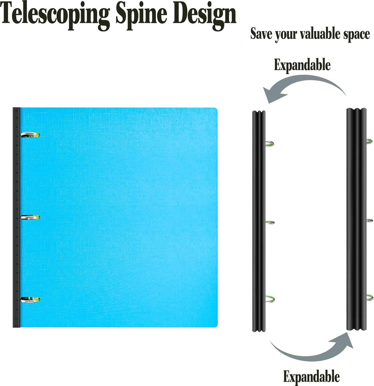 INFUN Telescoping 3 Ring Binder, Portable Plastic 0.75 inch 3 Ring Binder with Telescoping Spine and Foldable Front Cover Holds 8.5" x 11" Paper for School,Office and Homes-Blue