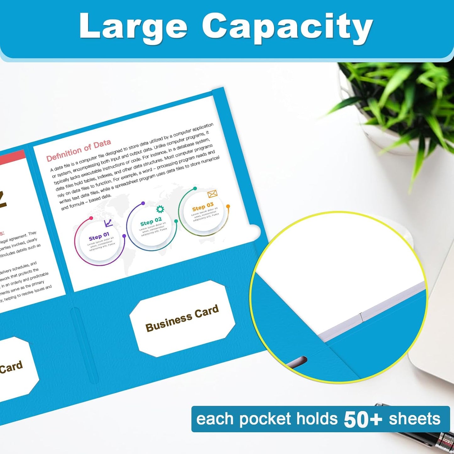 Folders with Pockets, LAYZZ 30 Pack Paper Pocket Folders, 2 Pocket File Folder Fits Letter Size Paper, for School Office and Home (Light Blue)