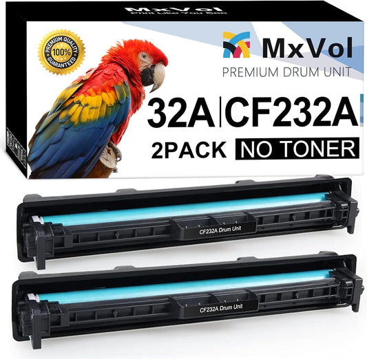 MxVol CF232A 32A Imaging Drum Replacement for HP 32A CF232A Drum Unit Extra High-Yield 2-Pack use for HP Laserjet Pro M148dw M203dw M227fdw M118dw M148fdw M227fdn Printer (No Toner)