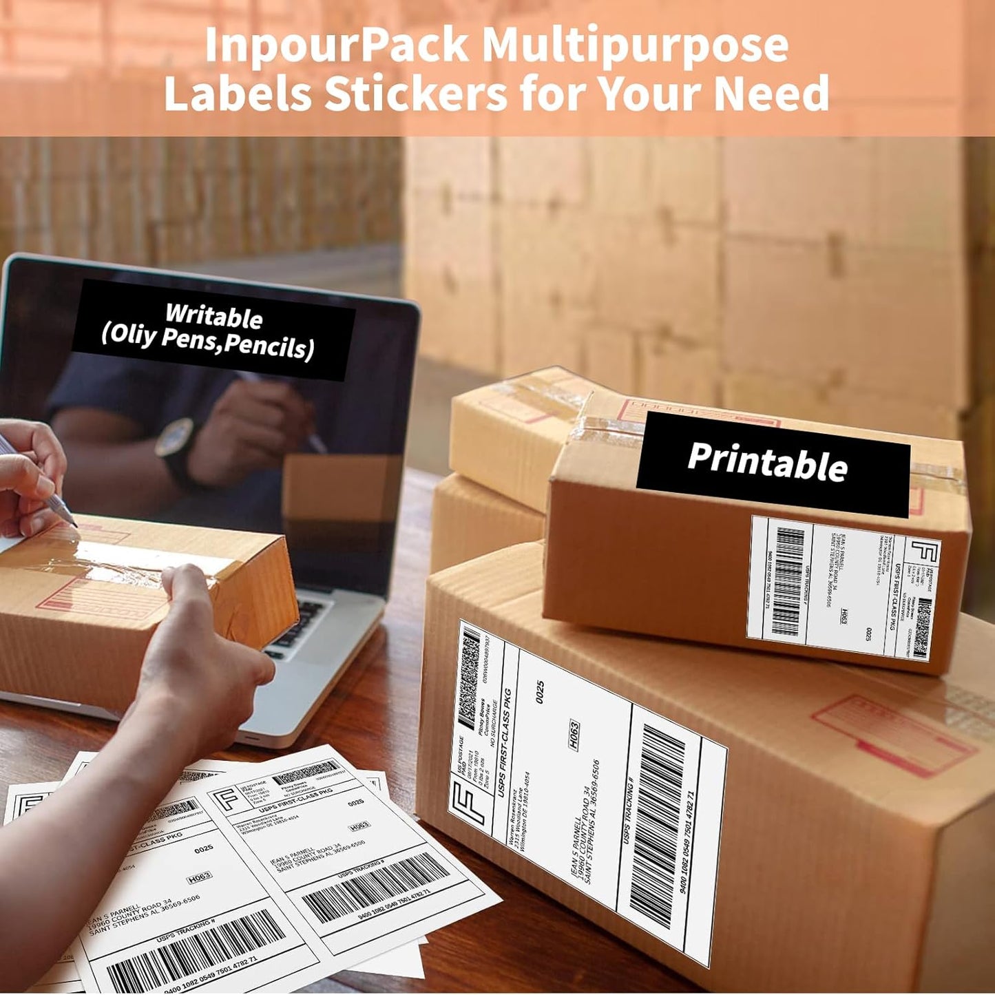 Half Sheet Self Adhesive Shipping Labels, 8.5" x 5.5" Address Labels Laser/Ink Jet White Blank Shipping Labels (2000 Sheets/4000)