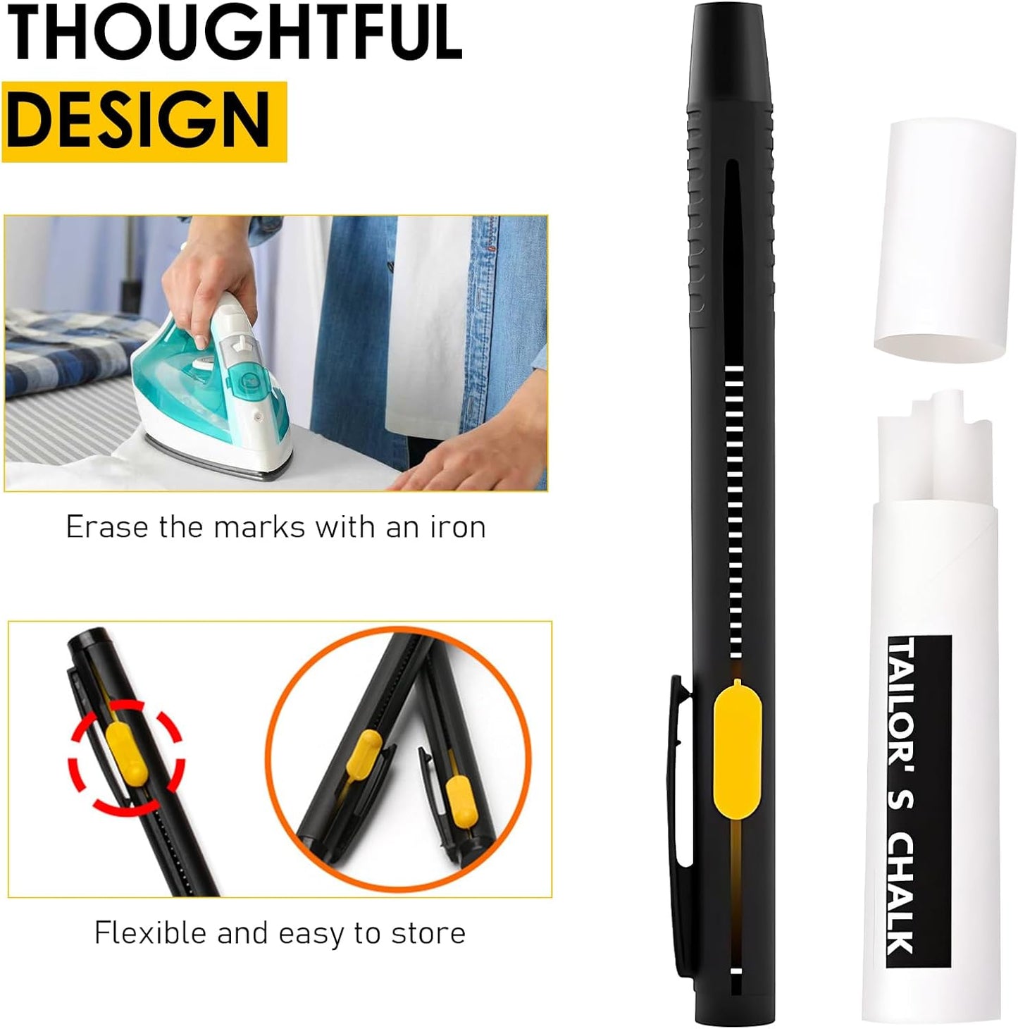 Heat Erasable Fabric Marker For Sewing,Heat Erasable Pens for Fabric,Erasable Replaceable Refill Marker Pen, Sewing Chalk,for DIY Embroidery & Crafts (1 Pen + 20 Refills)
