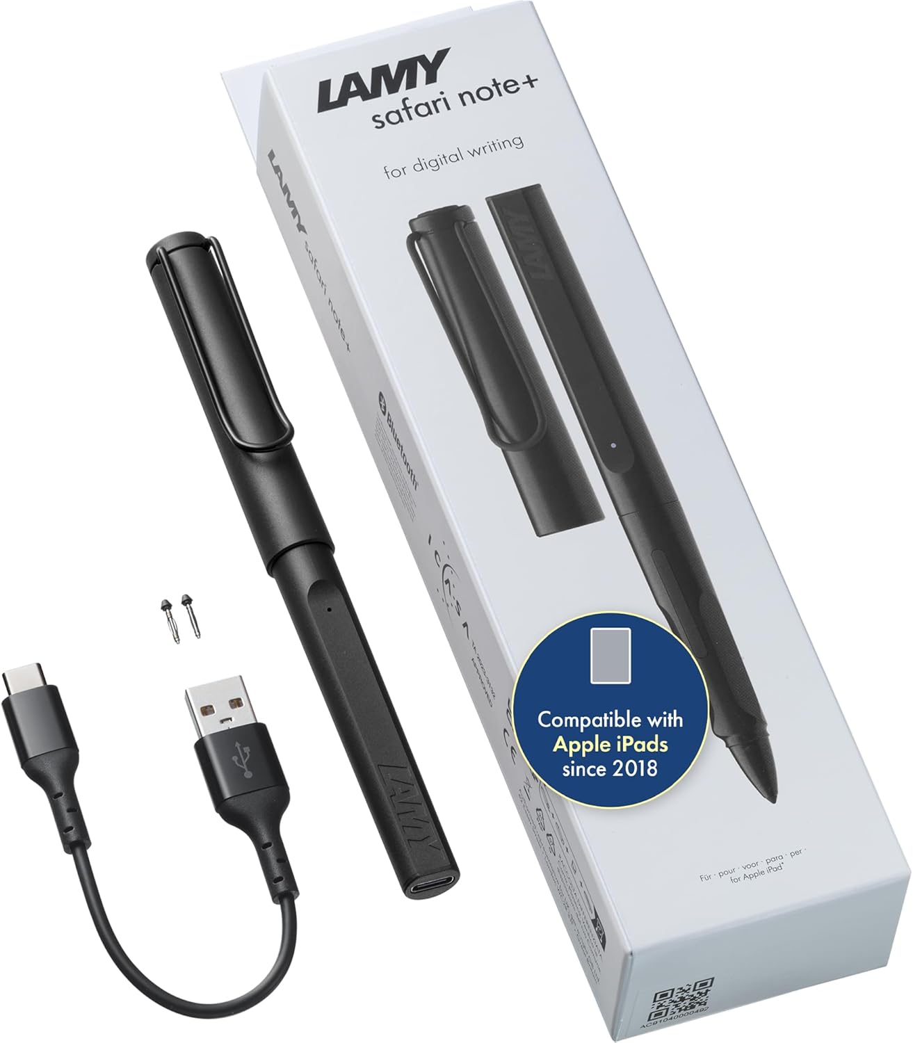 LAMY Safari Note+ All Black iPad Pen - Stylus Pen with Palm Rejection, tilt Sensitivity & Ergonomic Grip - Compatible with Various iPad Models & Generations - up to 10 Hours Battery Life