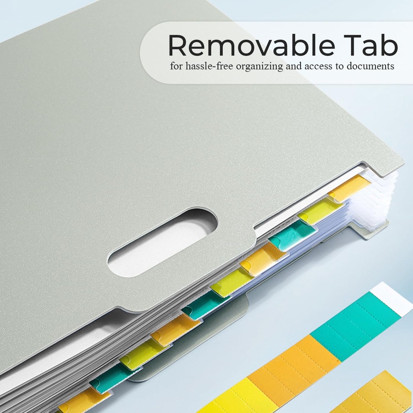 Y YOMA 2 Pack Accordion File Organizer with Handle 12 Pockets Expanding File Folder with Removable Tabs for A4 Letter Size Paper Portable Plastic Filing Organizer Document Bill Receipt Holder, Grey