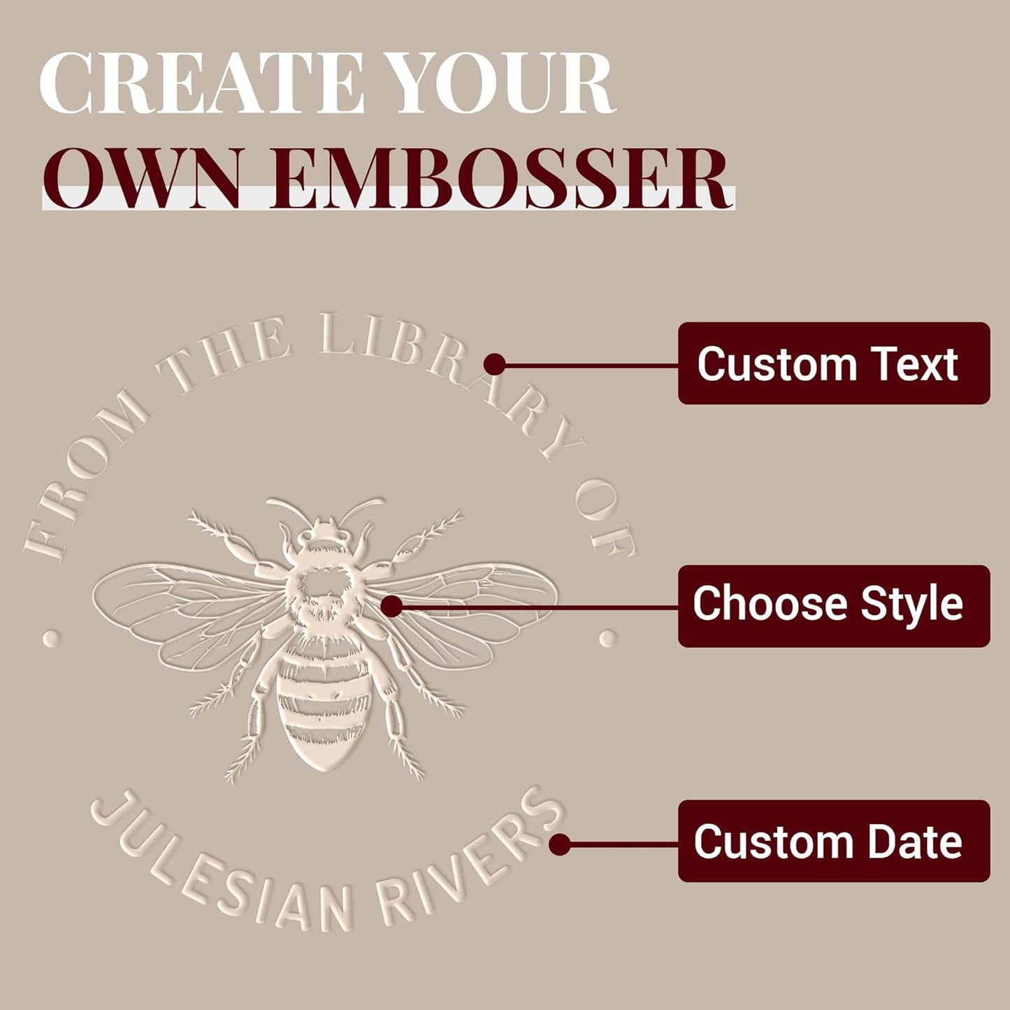 Easycosy Personalized Book Embosser | Custom Embosser & Stamps from The Library of | Book Stamp Personalized with Your Name & Choice Birthday Gifts for Book Lover(Animal 3)