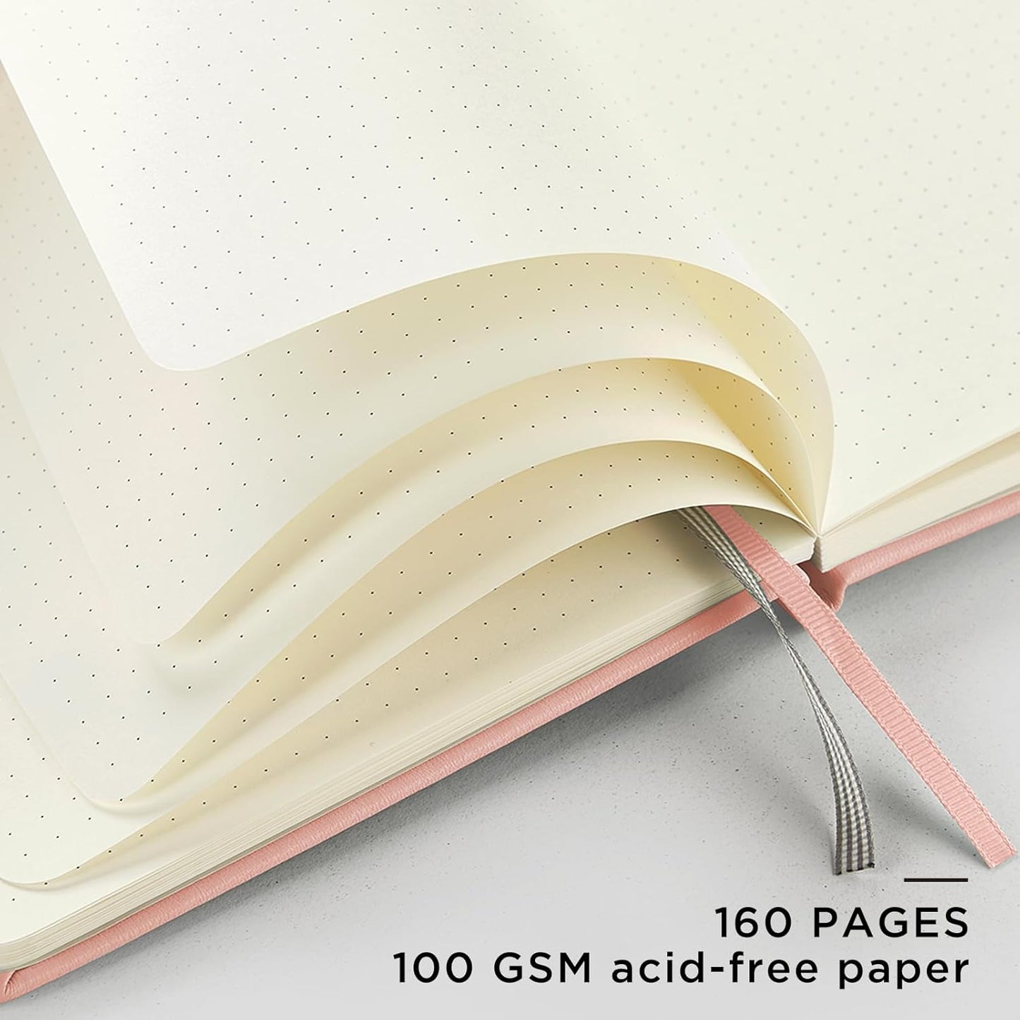 &And Per Se Dotted Journal Notebook, A5 Hardcover Leather Bullet Dotted Journal, 160 Pages 100GSM Thick Paper, 3 Sheets of Stickers Included - 5.7'' x 8'' (Rose pink)