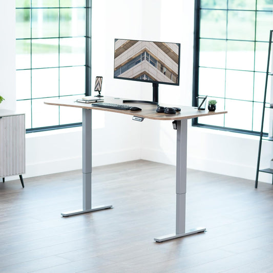 VIVO Electric 63 x 32 in Standing Desk, Memory Height Adjustment, 1B Series, Reclaimed Wood Top Gray Frame, DESK-KIT-1G1P