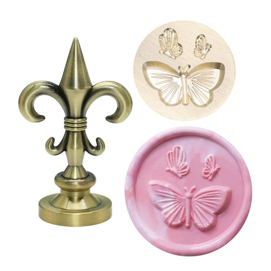SWANGSA 3D Butterfly Wax Seal Stamp, Vintage Electroplated Bronze Flower Handle Sealing Stamp for Wedding Party Invitations Gift Idea Decoration