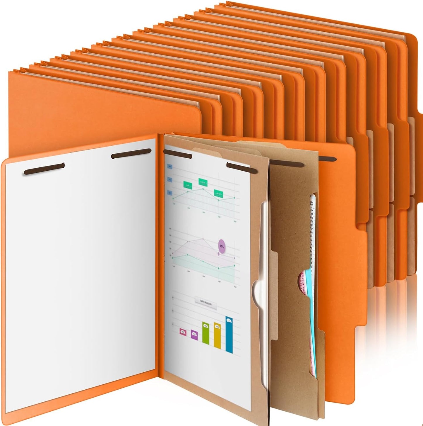 24 Pcs Classification Folders Letter Size, 2 Pocket Dividers Pressboard File Folder with Fasteners, Expanding File Organizer Bulk for Teachers, Clergy, Office, Church, Christmas (Orange)