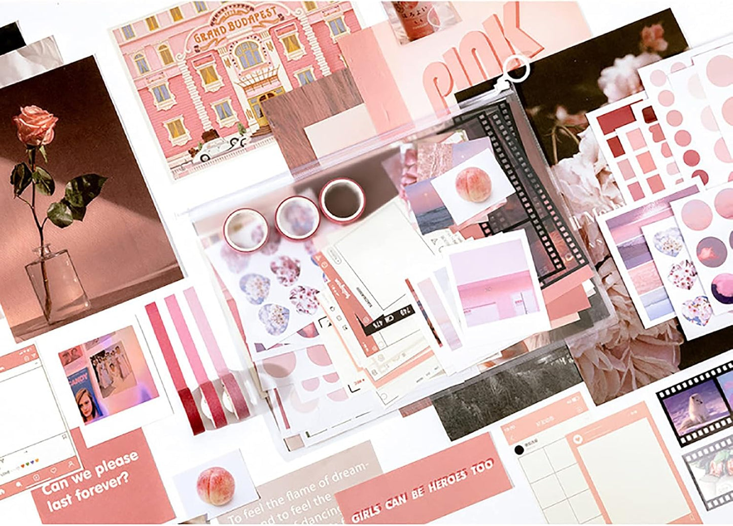 MAXLEAF 64PCS Literary Vintage Ins Style Scrapbook Bullets Journals Decoration Material Pack for DIY Scrapbook Album Decoration with Poster Tapes Stickers (Dream)