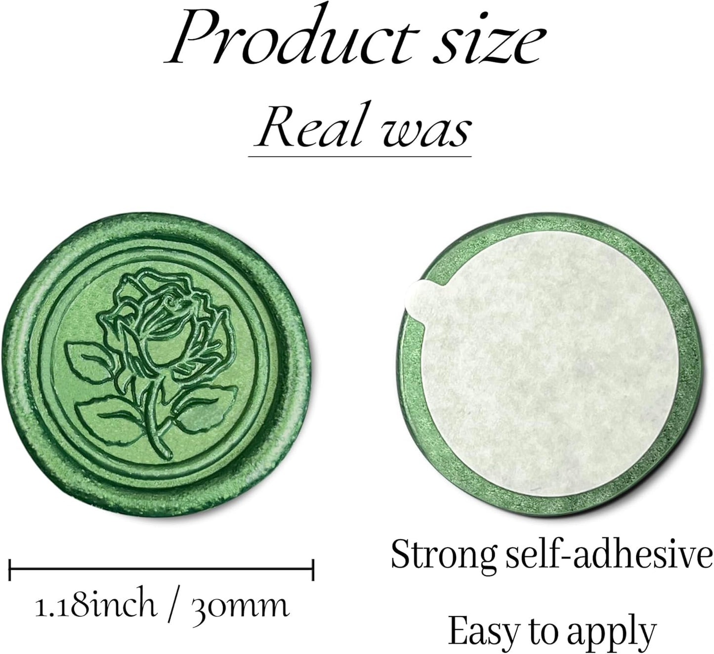 50Pcs Wax Seal Stickers Handmade Envelope Seals Self Adhesive Wax Stickers for Wedding Party Invitations, Envelope, Gift Wrap, Christmas(Rose Style, Green)