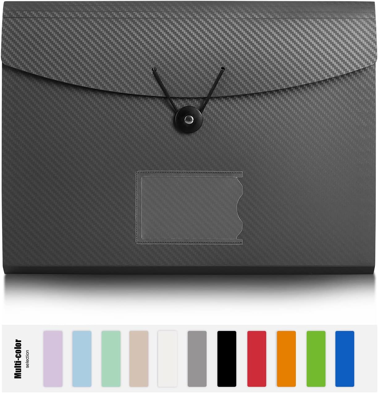 Expanding File Folder, 13 Pockets, Grey, Polypropylene